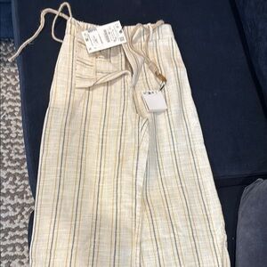 Zara Kids Striped Cream and Yellow Pants